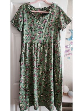 Vintage J.G.Hook Green Floral Dress with Pockets